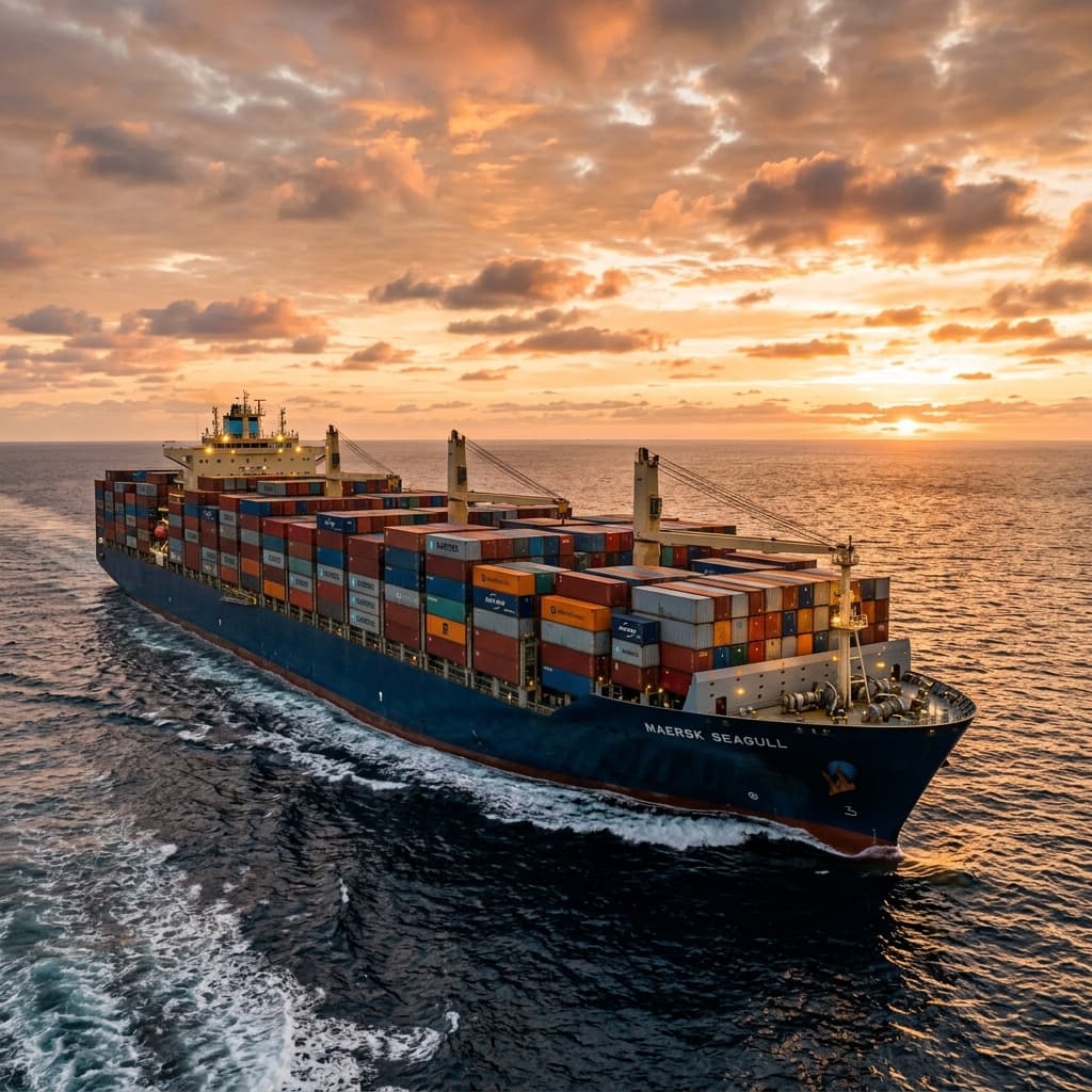 Container vessel at sea
